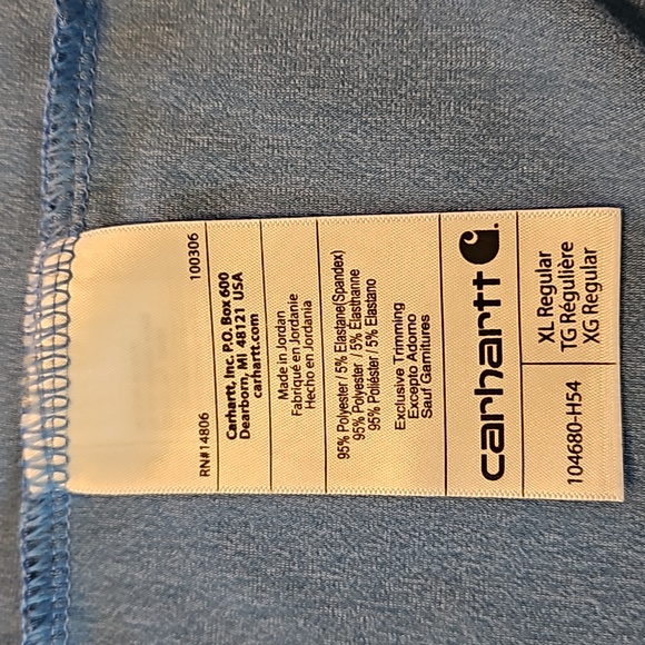 Carhartt Men's Blue Relax Fit Front Chest Pocket Short Sleeve Tee Sz Xl - Picture 8 of 9